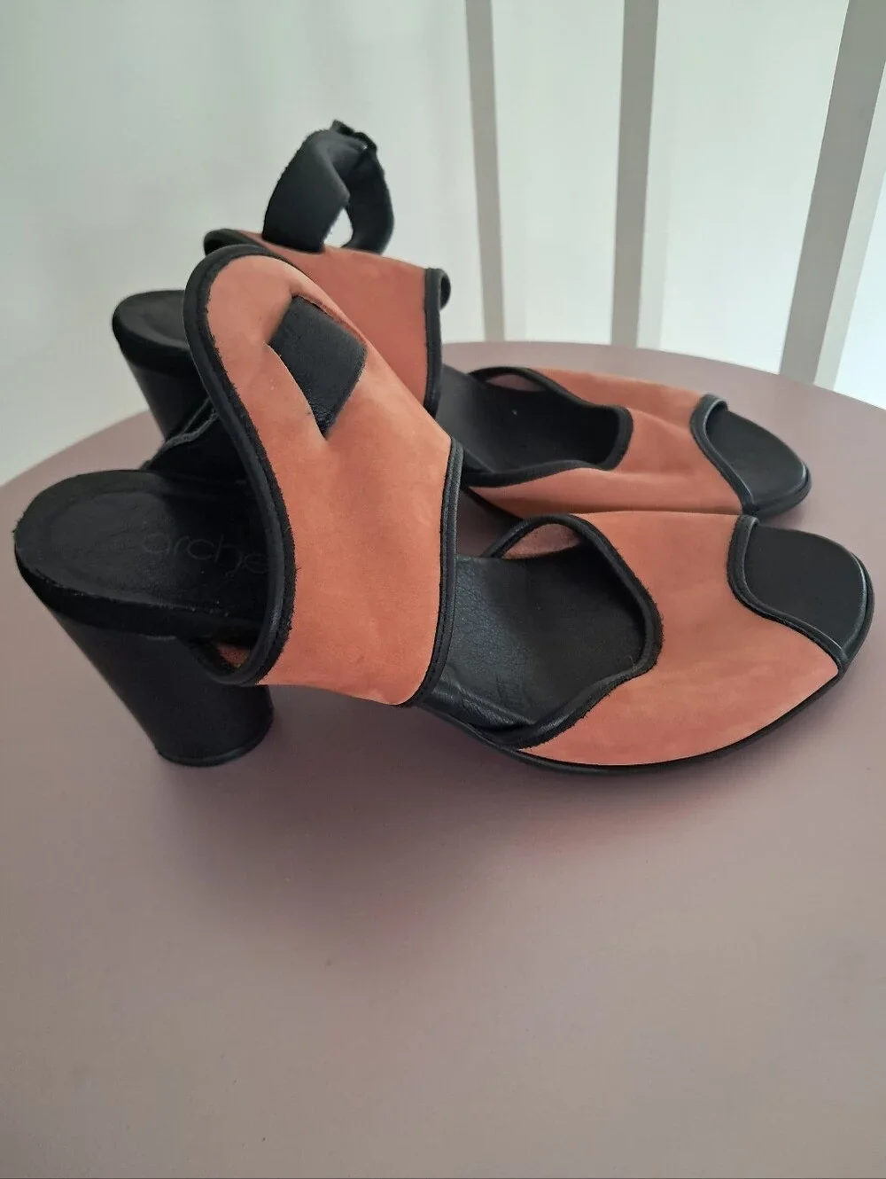 Arche Heels Women's 38 8 Coral Black Suede Leather Leigha Luxury Comfy
